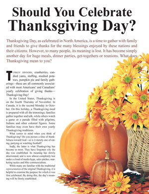 Image for Should You Celebrate Thanksgiving Day?