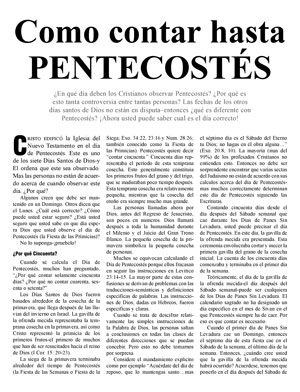 Como contar hasta PENTECOSTÉS